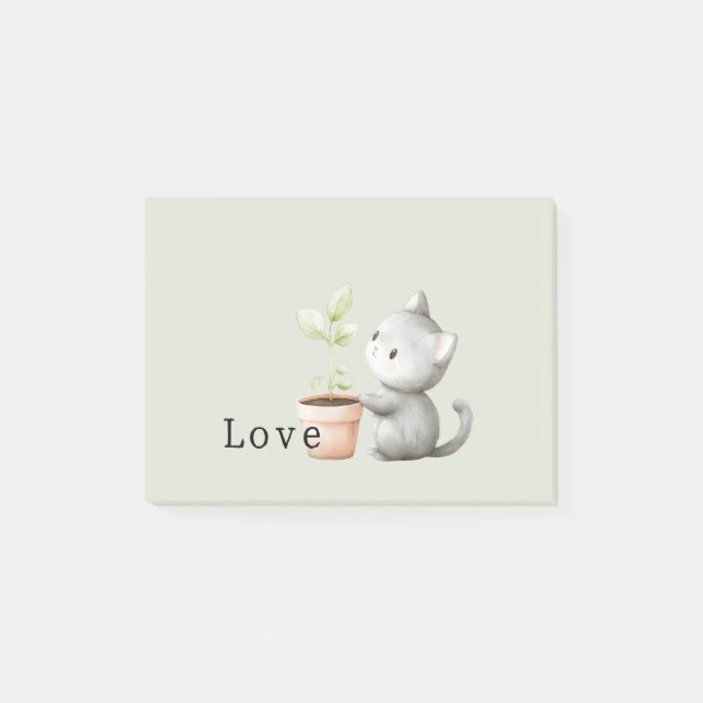 Post-it® Chat de jardin avec amour pour les plantes (Devant)