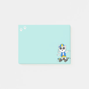 Post-it® Chat de patinage sur bleu Turquoise clair
