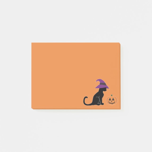 Post-it® Chat de sorcière d'Halloween et Citrouille (Devant)