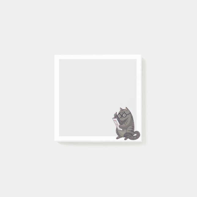 Post-it® Chat de travail mignon en verres (Devant)