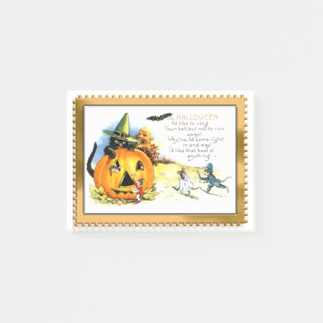 Post-it® Chat d'Halloween assis dans la citrouille Jack O L (Devant)