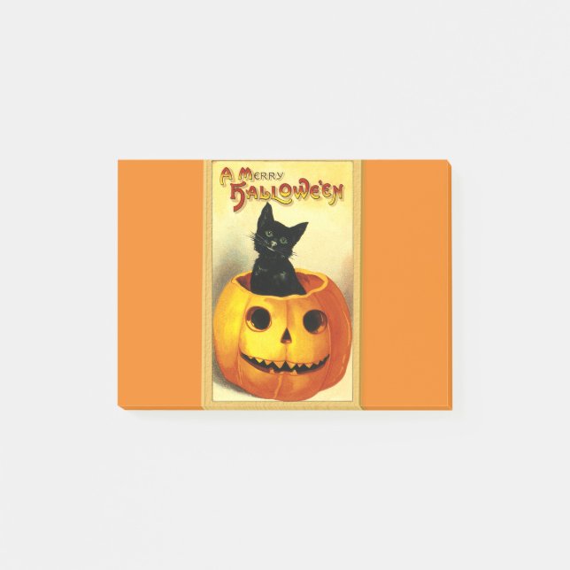 Post-it® Chat d'Halloween assis dans une citrouille Jack O  (Devant)