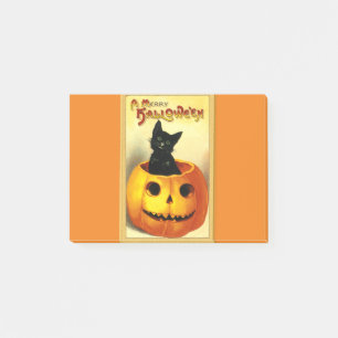 Post-it® Chat d'Halloween assis dans une citrouille lumineu