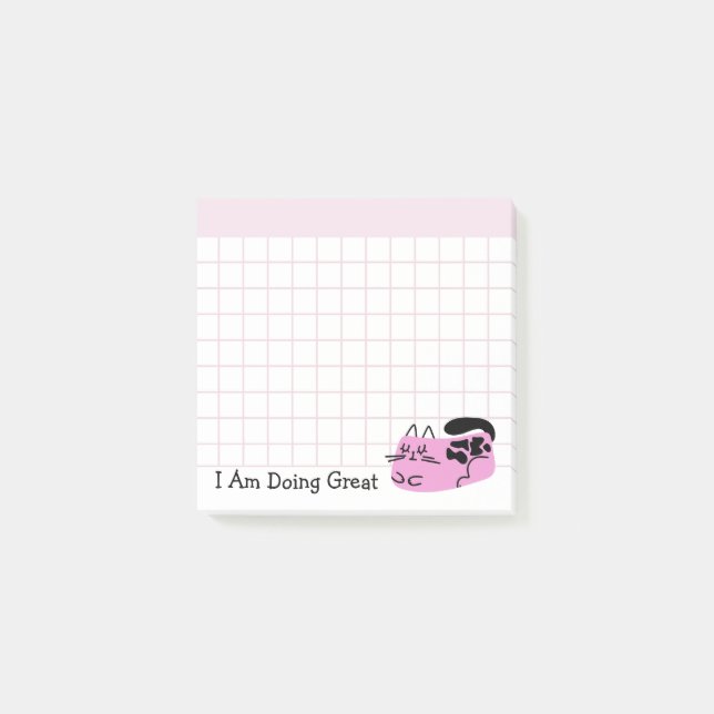 Post-it® Chat Doodle Rose Qui Se Porte Bien (Devant)
