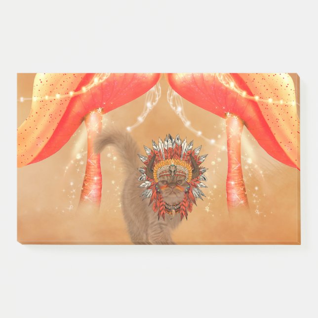 Post-it® Chat drôle avec coiffure indienne (Devant)