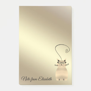 Post-it® Chat drôle mignon or lumineux whimsical