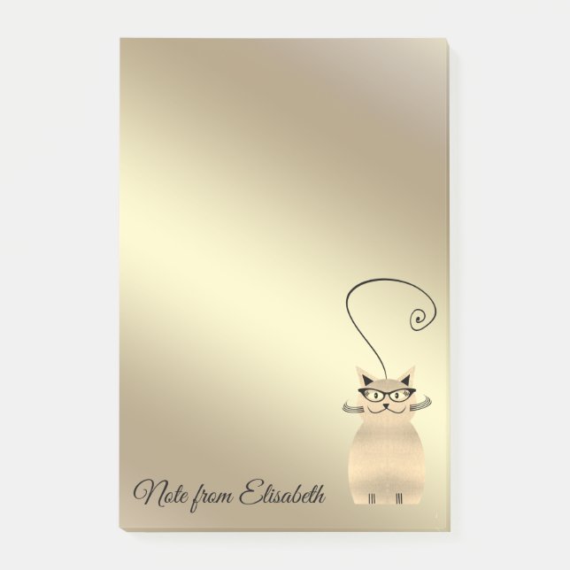 Post-it® Chat drôle mignon or lumineux whimsical (Devant)