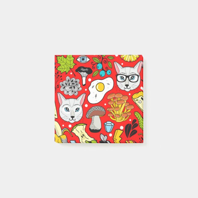 Post-it® Chat et oeuf sur le rouge (Devant)