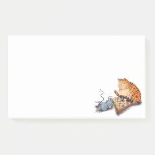 Post-it® Chat et souris Jouer aux échecs Dessin drôle