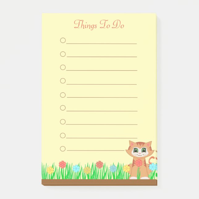 Post-it® Chat. Fleurs & Herbe Choses Personnalisées À Faire (Devant)
