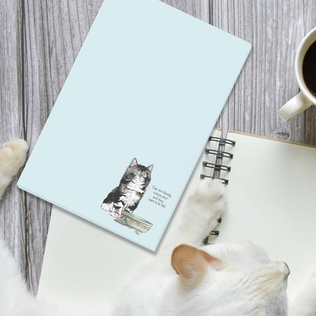 Post-it® Chat gris tabby indépendant bleu mignon drôle (Créateur téléchargé)
