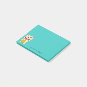 Post-it® Chat Maneki Neko japonais ondulant monogrammé