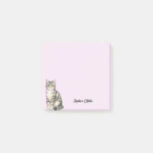 Post-it® Chat mignon aquarelle tendance personnalisée fémin