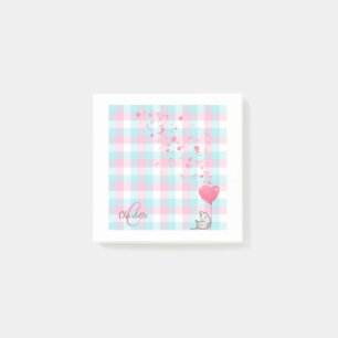 Post-it® Chat mignon Monogramme bleu rose