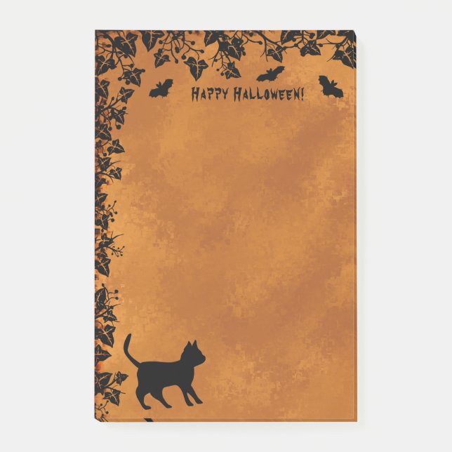 Post-it® Chat noir avec chauve-souris, Happy Halloween (Devant)
