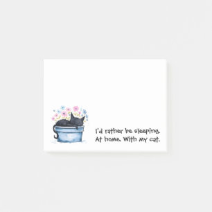 Post-it® Chat noir avec des fleurs j'aimerais mieux dormir