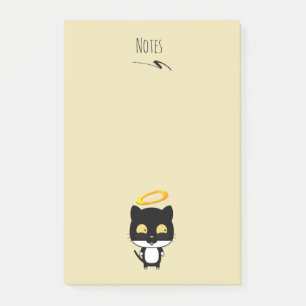 Post-it® Chat Noir Avec Dessin Caricature En Halo Or
