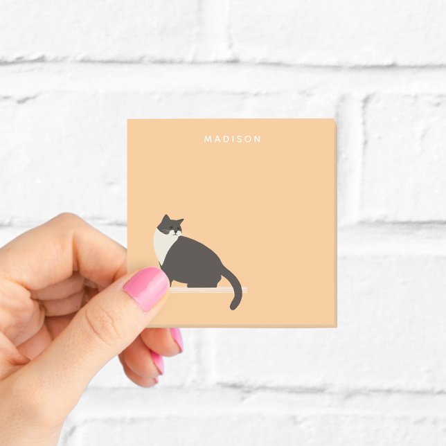 Post-it® Chat noir et blanc personnalisé Orange  (Créateur téléchargé)