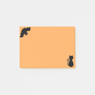 Post-it® Chat noir et chauve-souris d'Halloween sur orange