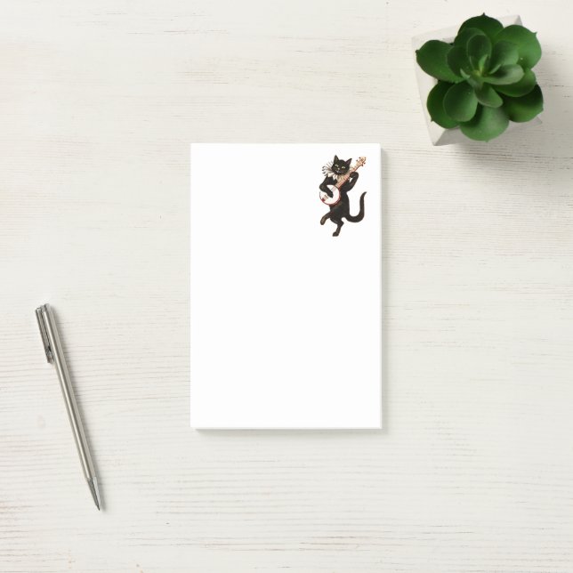 Post-it® Chat noir jouant du banjo (Bureau)