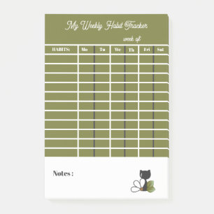 Post-it® Chat noir mignon et fleur – Personnalisé