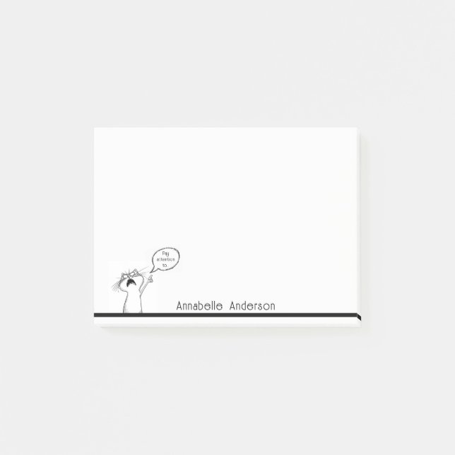 Post-it® Chat Payez Attention Personnaliser Notes (Devant)
