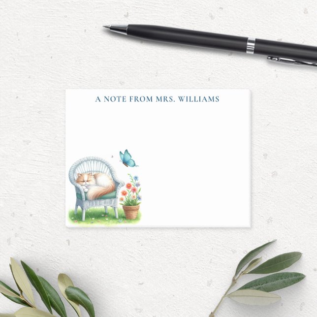 Post-it® Chat persan dormant à l'aquarelle personnalisée (Créateur téléchargé)