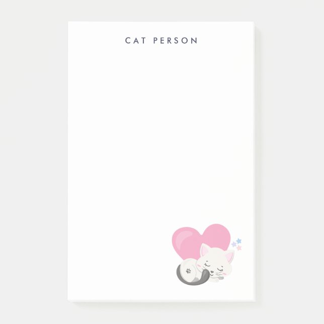 Post-it® Chat Personne Texte Mignon Chat Blanc Kitty Dorman (Devant)