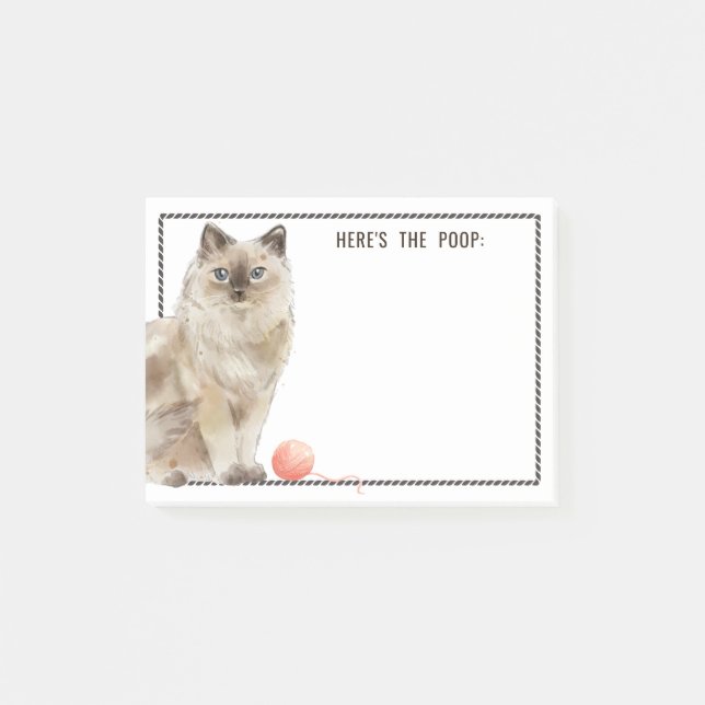 Post-it® Chat Ragdoll | Ajouter votre texte | Voici le caca (Devant)