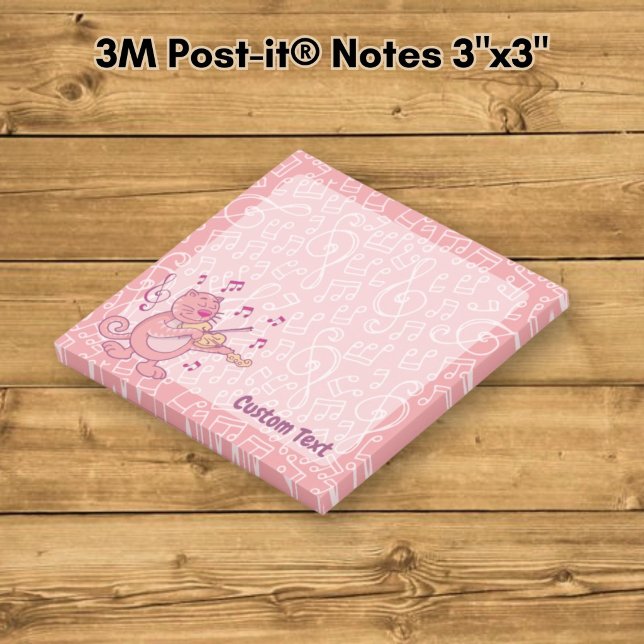 Post-it® Chat rose avec notes de violon (Créateur téléchargé)