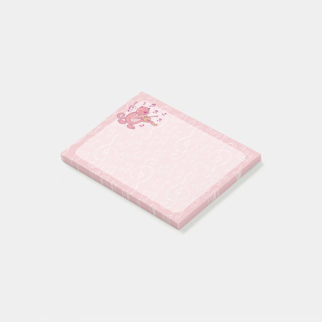 Post-it® Chat rose avec Violon (Incliné)