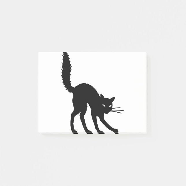 Post-it® Chat Silhouette Halloween Chat Noir Peur En Colère (Devant)