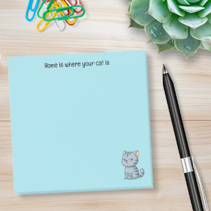 Post-it® Chat tabby gris grincheux texte personnalisé sur b