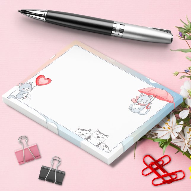 Post-it® Chat tenant parapluie Coeur ballon volant dans le  (Créateur téléchargé)