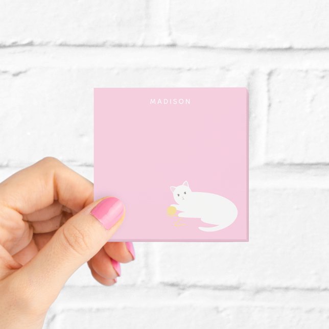Post-it® Chat vilain avec fil rose (Créateur téléchargé)