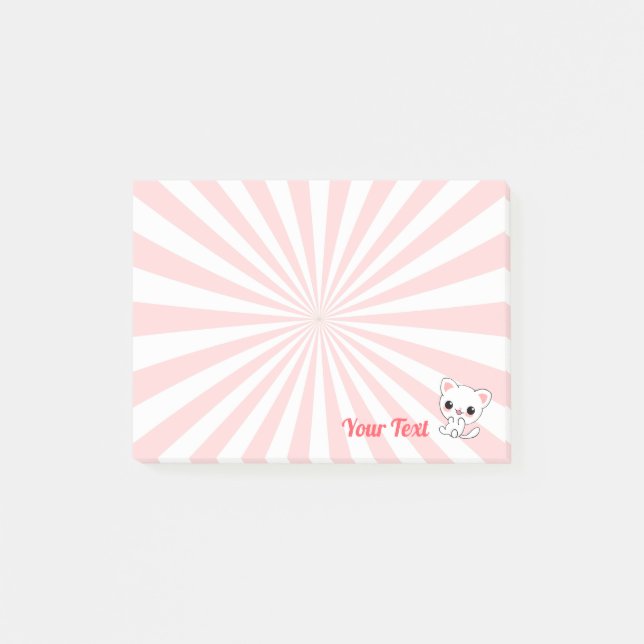 Post-it® Chaton Blanc Kawaii Ludique sur Mesure (Devant)