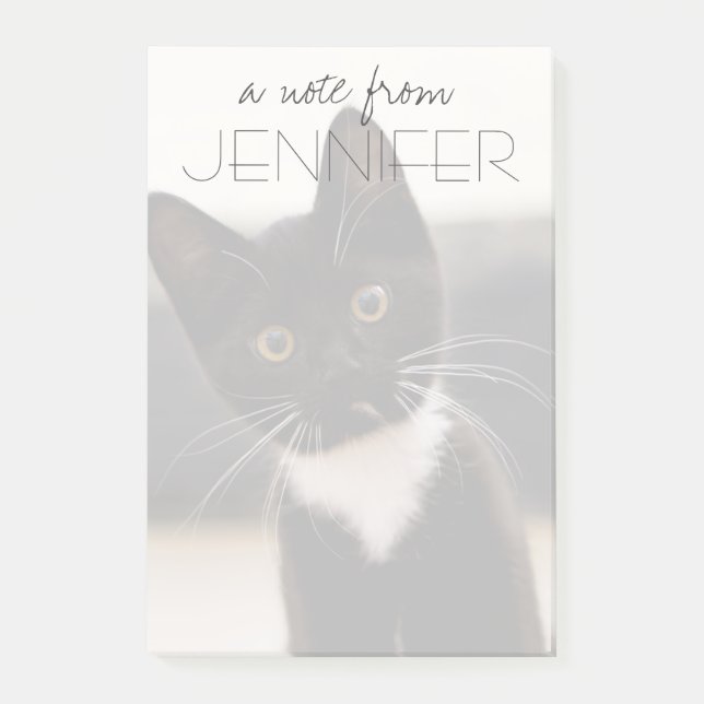 Post-it® Chaton noir et blanc mignon de smoking (Devant)