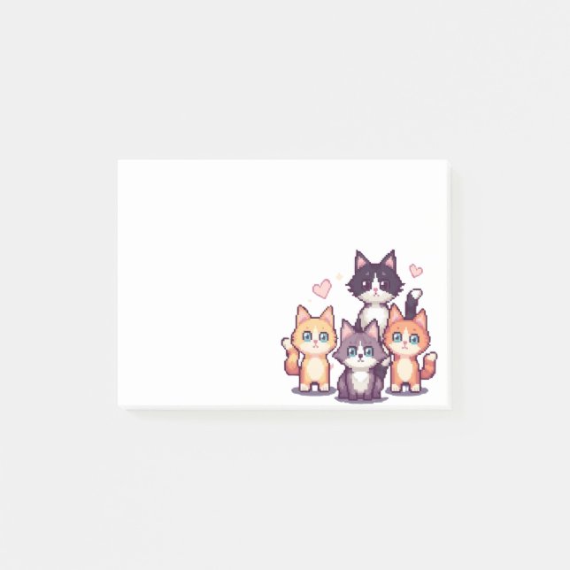Post-it® Chatons Colorés Pixelisés (Devant)