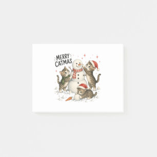 Post-it® Chatons de Noël construisant un bonhomme de neige