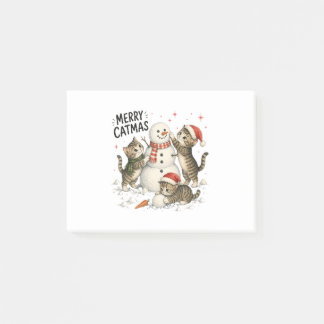 Post-it® Chatons de Noël construisant un bonhomme de neige