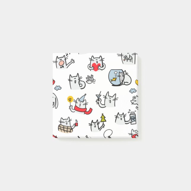 Post-it® Chats amusants, lait et magie. (Devant)