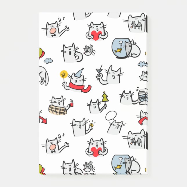 Post-it® Chats amusants, lait et magie. (Devant)