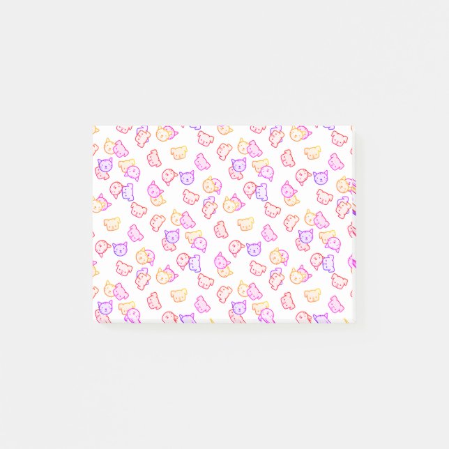 Post-it® Chats et chiens arc-en-ciel pluvieux (Devant)