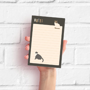 Post-it® Chats mignons gris foncé lignés