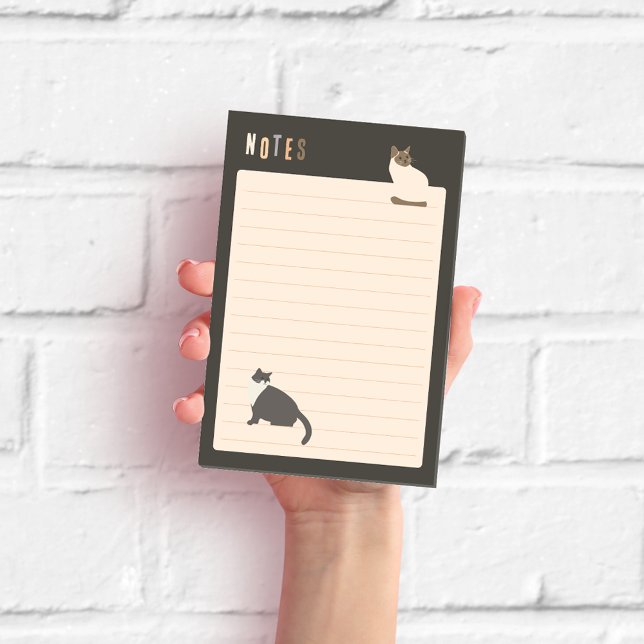 Post-it® Chats mignons gris foncé lignés (Créateur téléchargé)