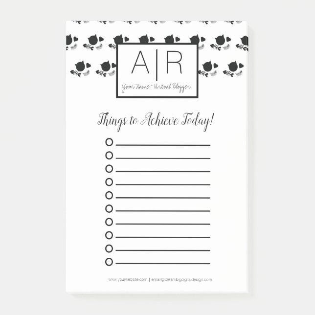 Post-it® Chats mignons monochromes noir et blanc (Devant)