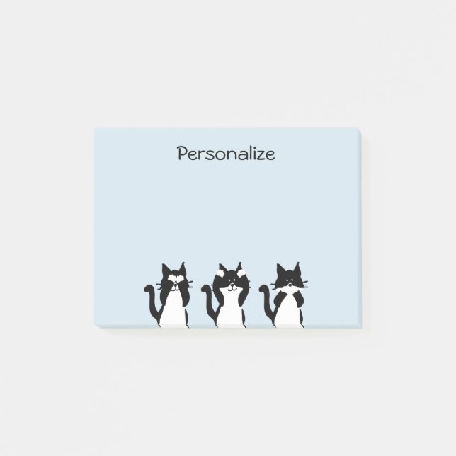 Post-it® Chats noirs et blancs | Trois sages chatons (Devant)