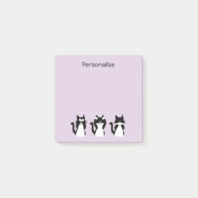 Post-it® Chats noirs et blancs | Trois sages chatons Violet (Devant)