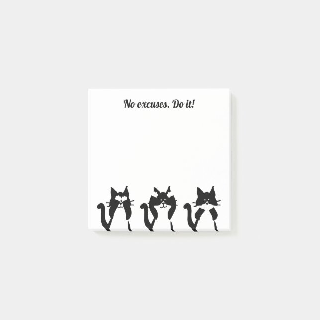 Post-it® Chats noirs et blancs | Trois sages minous (Devant)