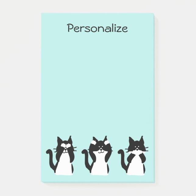 Post-it® Chats Smoking | Trois Sages Minous Bleu Aqua (Devant)